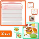 Hereveoyuncak 3 Katlı Kulplu Beslenme Kabı + 3 Bölmeli Hamburger Görünümlü Beslenme Kabı - 2li Set G4U7W5