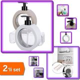 Hereveoyuncak 350 ml Oval Tezgah Üstü Banyo Mutfak Sıvı Sabunluk + Tencere Kapağı Organizeri 6 Bölmeli - 2li Set