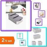 Hereveoyuncak 4 Adet Çekmece Düzenleme Kutu Organizer + Compact Çekmeceli Makyaj Organizeri - 2li Set S9B1D1