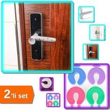 Hereveoyuncak 4 Adet Vantuzlu Kapı Stoperi - Kapı Kolu Kılıfı + Kapı Durdurucu Sünger - 2li Set E8R9U4
