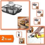 Hereveoyuncak 4 Bölmeli Akrilik Kahvaltılık Set + Kapaklı Yağdanlık Şişe Ucu Damlalık Aparatı 2li Set A7C9XQ