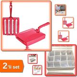 Hereveoyuncak 4 Fırçalı Saplı El Gırgırı + 12 Bölmeli Pratik Çekmece Çamaşır Düzenleyici Organizer - 2li Set X6T4F