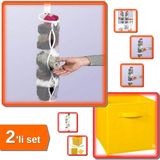 Hereveoyuncak 5 Adet Asılabilir Çorap Düzenleyici + Sarı Çok Amaçlı Dolap Kutu - Sarı - 2li Set 7ecwru