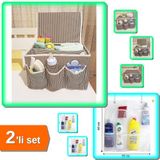 Hereveoyuncak 5 Bölmeli Bebek Beşik Başucu Düzenleyici Kapaklı + 8 Cepli Askılı File Organizer - 2li Set K3Y1J6