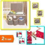 Hereveoyuncak 5 Bölmeli Bebek Beşik Başucu Düzenleyici + Pembe Elbise Şeklinde Takı Organizeri - 2li Set FSL5EI