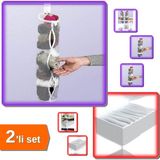 Hereveoyuncak 5 x Dolap Içi Asılabilir Çorap Düzenleyici + 8 Bölmeli Xl Pratik Çekmece Organizer - 2li Set 58P8T8