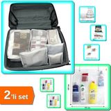 Hereveoyuncak 6 Adet Anne Bebek Çantası Düzenleyici Çizgili Gri - Beyaz + 8 Cepli Askılı File Organizer - 2li Set