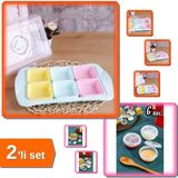 Hereveoyuncak 6 Adet Bölmeli Kahvaltılık Seti + 6 Adet Şeffaf Mini Sosluk - 2li Set M2E5R6