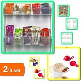 Hereveoyuncak 6 Adet Buzdolabı Içi Mini Düzenleyici + 2 Adet Sevimli Pilav ve Helva Servis Kalıbı - 2li Set E7J7U7