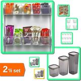 Hereveoyuncak 6 Adet Buzdolabı Içi Mini Düzenleyici Kutu + 3 Adet 3 Boy Hava Geçirmez Saklama Kabı - 2li Set Y6N7M