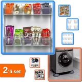 Hereveoyuncak 6 Adet Buzdolabı Içi Mini Düzenleyici Kutu + Çamaşır Makinesi 4 Adet Titreşim Engelleyici - 2li Set