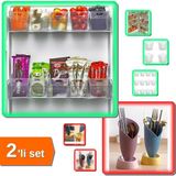 Hereveoyuncak 6 Adet Buzdolabı Içi Mini Düzenleyici Kutu + Lale Figürlü Tezgah Üstü Kaşıklık Seti - 2li Set V9A2A7