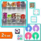 Hereveoyuncak 6 Adet Buzdolabı Içi Mini Organizeri Kutu + 1 Adet Kapı Durdurucu Sünger Stoper - 2li Set X7J0J6
