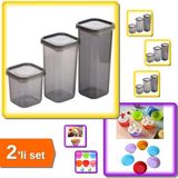 Hereveoyuncak 6 Adet Renkli Yıkanabilir Muffin + 3 Boy Kapaklı Plastik Kare Kavanoz - 2li Set G7H8I9