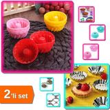 Hereveoyuncak 6 Adet Silikon Muffin Kek Kalıbı + 6 Adet Paslanmaz Çelik Metal Kek Kalıbı - 2li Set J0Y0F6