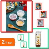 Hereveoyuncak 6 Adet Yelpaze Kapaklı Şeffaf Mini Sosluk + Çikolata Sos Şişesi - 700 ml - 2li Set H8U9Z6