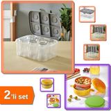 Hereveoyuncak 6 Bardak Kapasiteli Taşıma Kutusu + 3 Bölmeli Hamburger Görünümlü Beslenme Kabı - 2li Set Q7G2X1