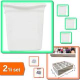 Hereveoyuncak 6 Lt Kilit Kapaklı Kedi Köpek Kuru Mama Saklama Kutusu + 12 Bölmeli Çekmece Organizer - 2li Set M0D6