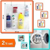 Hereveoyuncak 8 Cepli Askılı File Banyo Organizer + Hassas Ayakkabı Yıkama Filesi Kapak Bağlamalı - 2li Set D0J1D3