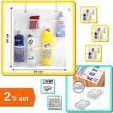 Hereveoyuncak 8 Cepli Askılı Fileli Mutfak Banyo Düzenleyici + 12 Bölmeli Pratik Çekmece Organizer - 2li Set F5C8Z