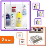 Hereveoyuncak 8 Cepli Askılı Mutfak Banyo File Organizer + Pratik 12 Bölmeli Çekmece Düzenleyici - 2li Set B8G0P4