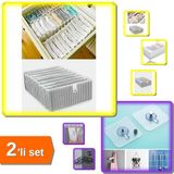 Hereveoyuncak 8 Gözlü Akordiyon Çekmece Düzenleyici + 3 Adet Yapışkanlı Mutfak Banyo Askısı - 2li Set M2S5S8