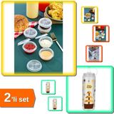 Hereveoyuncak 9 Adet Yelpaze Kapaklı Şeffaf Mini Sosluk + Çikolata Sos Şişesi - 700 ml - 2li Set K0Z5B7