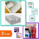 Hereveoyuncak Akordiyon Çekmece Çorap Düzenleyici 8 Gözlü L Beden + Pantolon Askısı 5 Katlı - 2li Set Z2G2L9