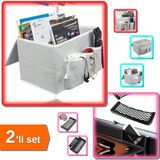 Hereveoyuncak Araç Bagaj Düzenleyici Bölmeli Organizer + Telefon Tutucu Torpidoya Yapışan File - 2li Set U9S7C2