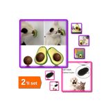 Hereveoyuncak Avokado Dönen Kedi Nanesi Cat Oyun Topu + Kedi Yıkama Fırçası - 2li Set M5L7T0