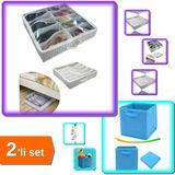 Hereveoyuncak Ayakkabı Saklama Çantası Hurcu 12 Bölmeli + Mavi Dolap Içi Bölüm Düzenleyici Kutu - 2li Set J9E0Q4