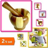 Hereveoyuncak Bahçıvan Limon Sıkacağı - Hazneli Narenciye Sıkacağı + Bambu Havan (Ahşap) Büyük 456DEF