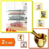 Hereveoyuncak Bambu Havan + 5lt Vakumlu Mikrodalga Buzluk Saklama Kabı - 2li Set DEF456