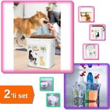 Hereveoyuncak Beyaz Bölmeli Düzenleyici Sepet Caddy + Mama Saklama Kabı - Kapaklı Çok Amaçlı 6lt - 2li Set F7AFHN
