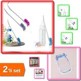 Hereveoyuncak Biberon ve Şişe Temizleme Fırçası + 1 Adet Kavanoz Görünümlü Saklama Poşeti 620 ml - 2li Set X3H7D8