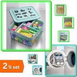 Hereveoyuncak Bölmeli Oyuncak Hobi Saklama Kutusu + Ayakkabı Yıkama Filesi Kapak Bağlamalı - 2li Set F7K8P8