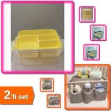 Hereveoyuncak Bölmeli Oyuncak Saklama Kutusu + Tutturma Aparatlı 5 Bölmeli Bebek Beşik Organizer - 2li Set B1U2V7