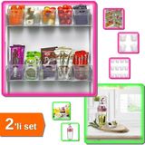 Hereveoyuncak Buzdolabı Düzenleyici Kutu 12LI + Cam Yağdanlık Fresh Ölçülü Şişe - 2li Set - VXP9LT