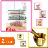 Hereveoyuncak Buzluk Saklama Kabı 3,8lt + Bambu Havan (Ahşap) Büyük - 2li Set XY456