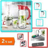 Hereveoyuncak Cam Sürahi 1500 ml + Esnek Musluk Lavabo Pedi Mutfak Banyo Su Tutucu - 2li Set U2B4M2