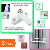 Hereveoyuncak Çekmece Sürgülü Güvenlik Kilidi + Pvc Kapı - Pencere Emniyet Kilidi Çelik - 2li Set LK9R3P