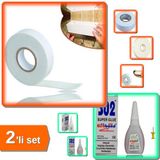 Hereveoyuncak Çift Taraflı Köpük Bant 19MMX5M + S02 Hızlı Japon Yapıştırıcısı - 2li Set M7U6Z5