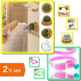 Hereveoyuncak Çıngıraklı Silikon Kedi Tassması + Duvara Yapışan Dönen Kedi Nanesi Cat Oyun Topu - 2li Set C2UG9L