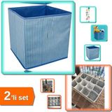 Hereveoyuncak Çok Amaçlı Dolap Içi Düzenleyici Kutu Çizgili + Pratik 12 Bölmeli Çekmece Organizer - 2li Set D7E8F9