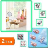 Hereveoyuncak Compact Çekmeceli Standlı Makyaj Organizeri + 12 Adet Mandallı Yorgan Kılıfı Klips - 2li Set W5L1J6