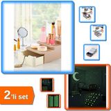 Hereveoyuncak Compact Çekmeceli Standlı Makyaj Organizeri + Fosforlu Etiket Işık Veren Yıldız Tozu - 2li Set B7R0B