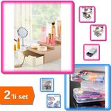 Hereveoyuncak Compact Çekmeceli ve Standlı Düzenleyici - Makyaj Organizeri + Iki Katlı Hobi Kutusu - 2li Set X7V2S