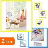 Hereveoyuncak Compact Çekmeceli ve Standlı Makyaj Düzenleyici + 11 Gözlü Akordiyon Çekmece Organizer - 2li Set P3C