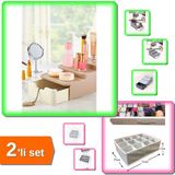 Hereveoyuncak Compact Çekmeceli ve Standlı Makyaj Düzenleyici + 12 Bölmeli Çekmece Organizer - 2li Set T7D5V2