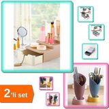 Hereveoyuncak Compact Çekmeceli ve Standlı Makyaj Düzenleyici + Lale Figürlü Tezgah Üstü Kaşıklık - 2li Set B4M9B7